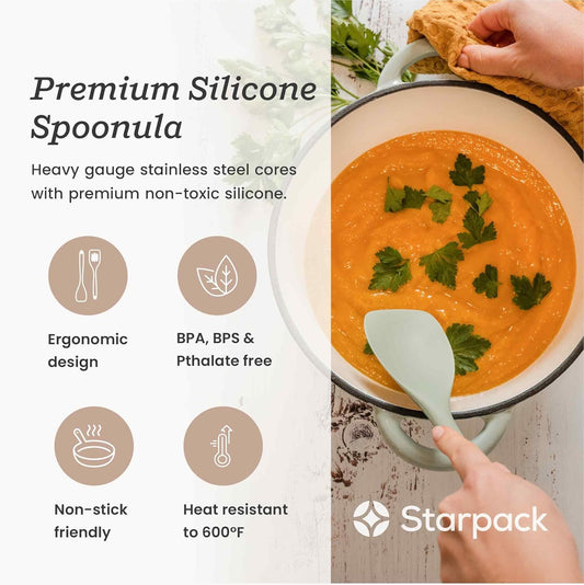 Starpack 'The All Rounder' Premium Silicone Spoonula Spatula - Silicone Spatula Spoons Heat Resistant to 600°F - Best LFGB Spoonulas - Rubber Spoon Spatulas - Kitchen Spoon Spatulas for Cooking
