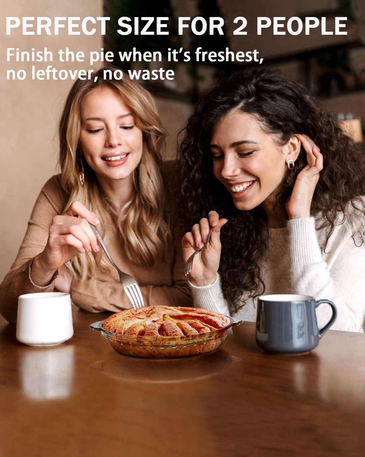 ZYER Small Pie Plate Easy Grab for 1~2, 18.8oz Glass Pie Pan with Handles, Pie Baking Pan, Glass Pie Dish for Baking, 7.5 Inch