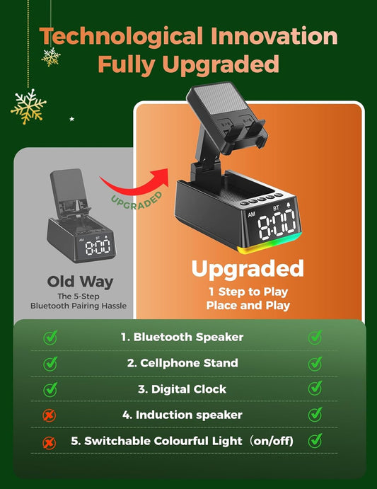 Stocking Stuffers for Men Women Teen:White Elephant Gifts for Adults Induction Speaker Bluetooth with HD Sound,Kitchen Gadgets Anniversary Birthday Gift Ideas for Dad Mom Husband Wife(Black)