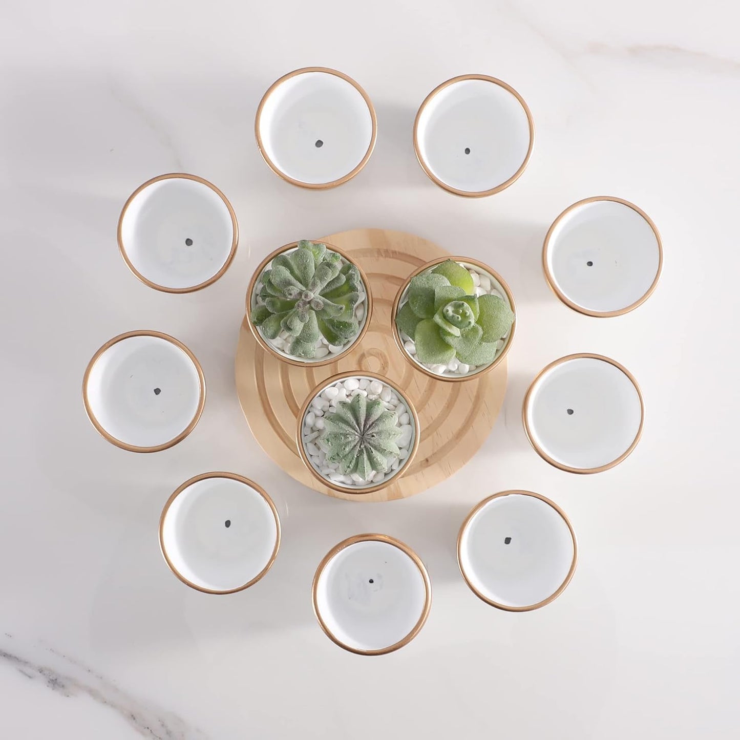 36 PCS Small Mini White&Gold Clay Pots with Drainage Holes,2.5inch Terra Cotta Pot Clay Ceramic Pottery Planter,Succulent Nursery Pot/Cactus Plant Pot,for Indoor/Outdoor Plants, Crafts, Wedding Favor