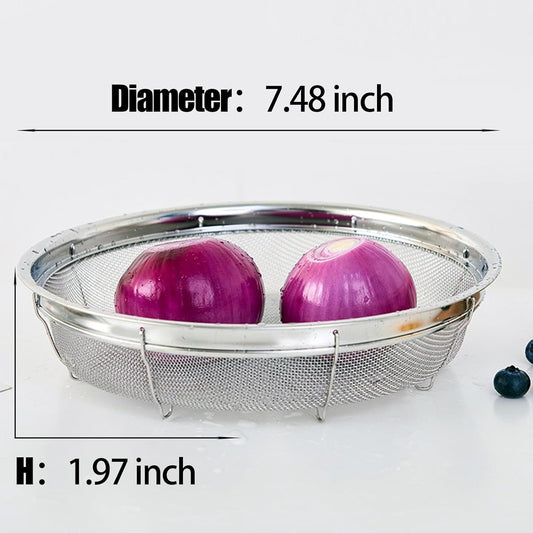 Fine Mesh Strainer for Kitchen, Stainless Steel Colander Bowl for Pasta, Rice, Fruit, Metal Net Baskets with Resting Base - Strain, Drain, Rinse (Diameter 7.48 inch)