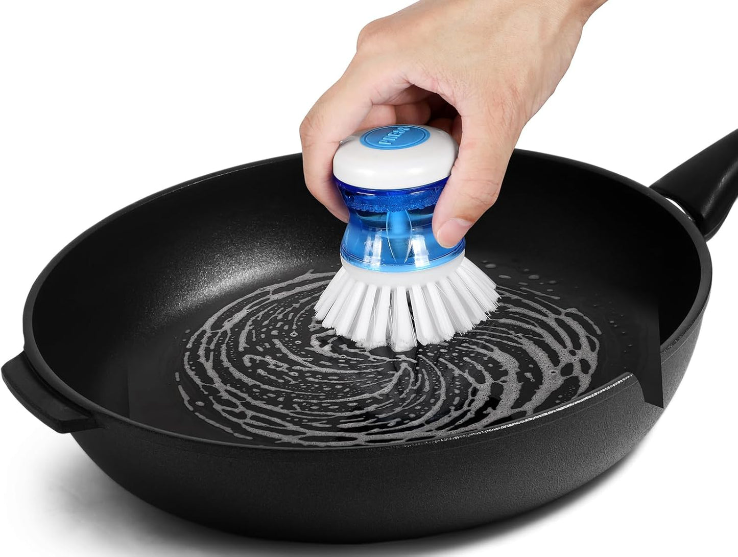 Dish Brush with Soap Dispenser for Dishes Pot Pan Kitchen Sink Scrubbing, White 2 Pack