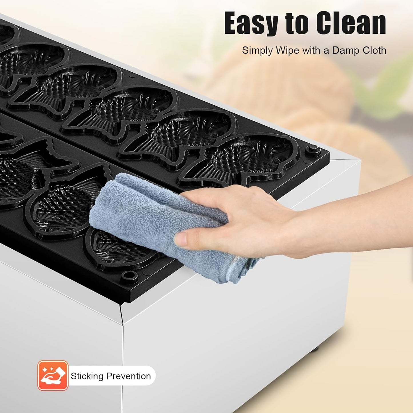 2400W Taiyaki Fish Waffle Maker, 6 Mold Non-stick Electric Cake Waffle Maker 122~572β Stainless Steel Taiyaki Maker for Home & Commercial Use