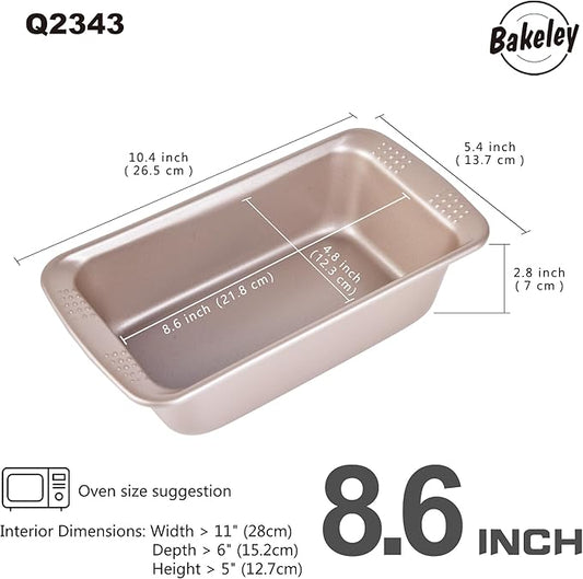 2Pcs - 8x4 Loaf Pan, Rectangle Baking Bread Loaf Pan Set, Non-Stick Carbon Steel, Mini Meatloaf Pan for Oven Baking, Cakes, Sourdough, Brownies, and Lasagna (8.6" x 4.8" x 2.8",Champagne Gold)