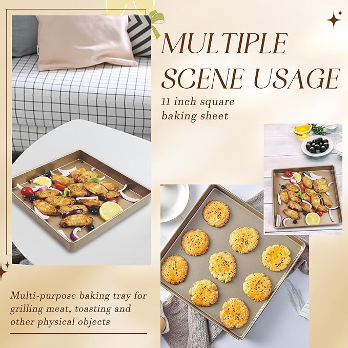 Nonstick Square Baking Pan, 11x11 Baking Pan, Cookies Bakeware For Oven Baking Gold - Send Goods From Local Warehouse