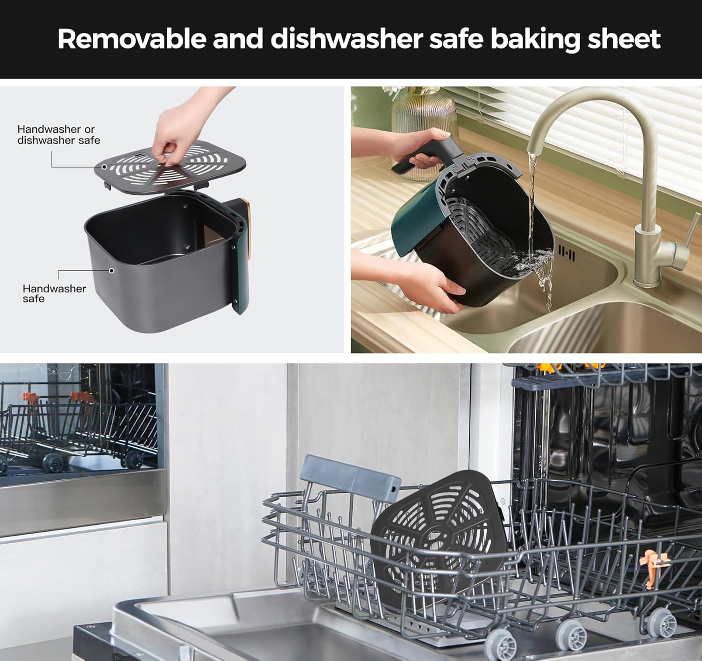 Panana 8QT Large Air Fryer Compact, 8 Preset Menus Airfryer, One-Touch Digital Control Presets, Touchscreen Display, Dishwasher Safe, Nonstick, Fit for Family (Green)