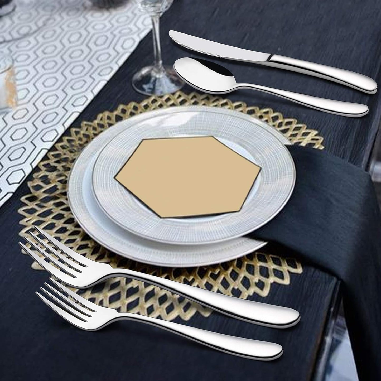 LIANYU 60-Piece Heavy Duty Silverware Set, Stainless Steel Flatware Cutlery Set for 12, Heavy Weight Eating Utensils Tableware, Mirror Finished, Dishwasher Safe