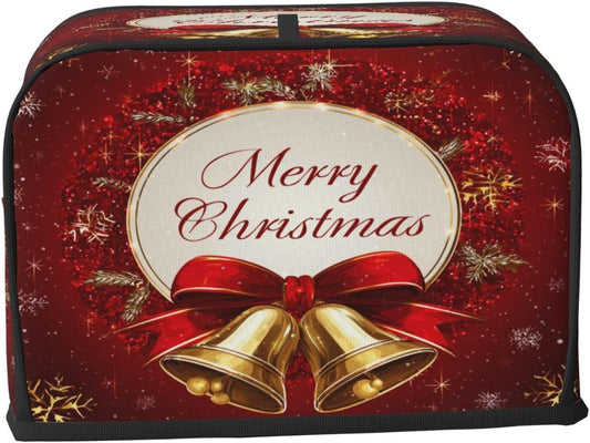 Toaster Cover 2 Slice Christmas Bells Red Xmas Kitchen Small Appliance Covers with Pockets Dust and Fingerprint Protection