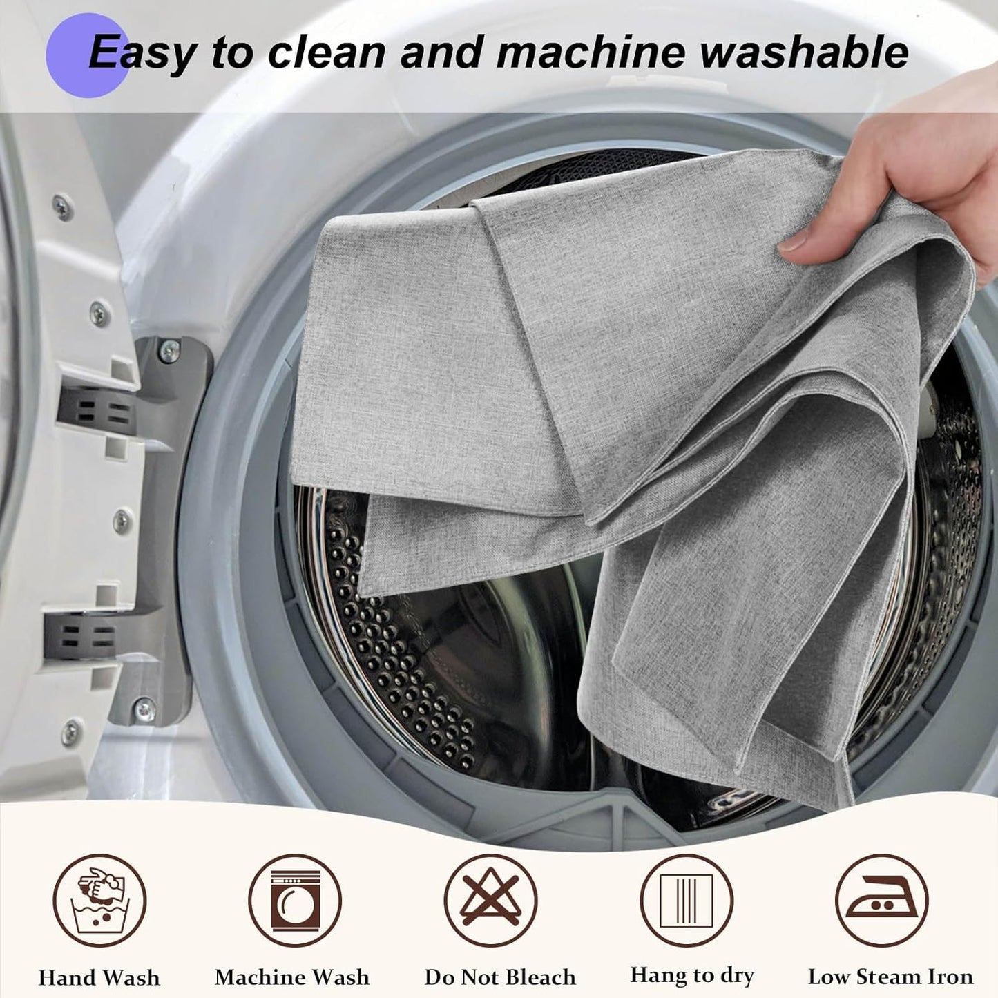 Cloth Placemats Set of 6, Cotton Linen Blend Machine Washable Double Layered Durable Place Mats Heat Resistant Placemats Wrinkle Free Thick Fabric Dining Table Mats (Light Grey, 6)