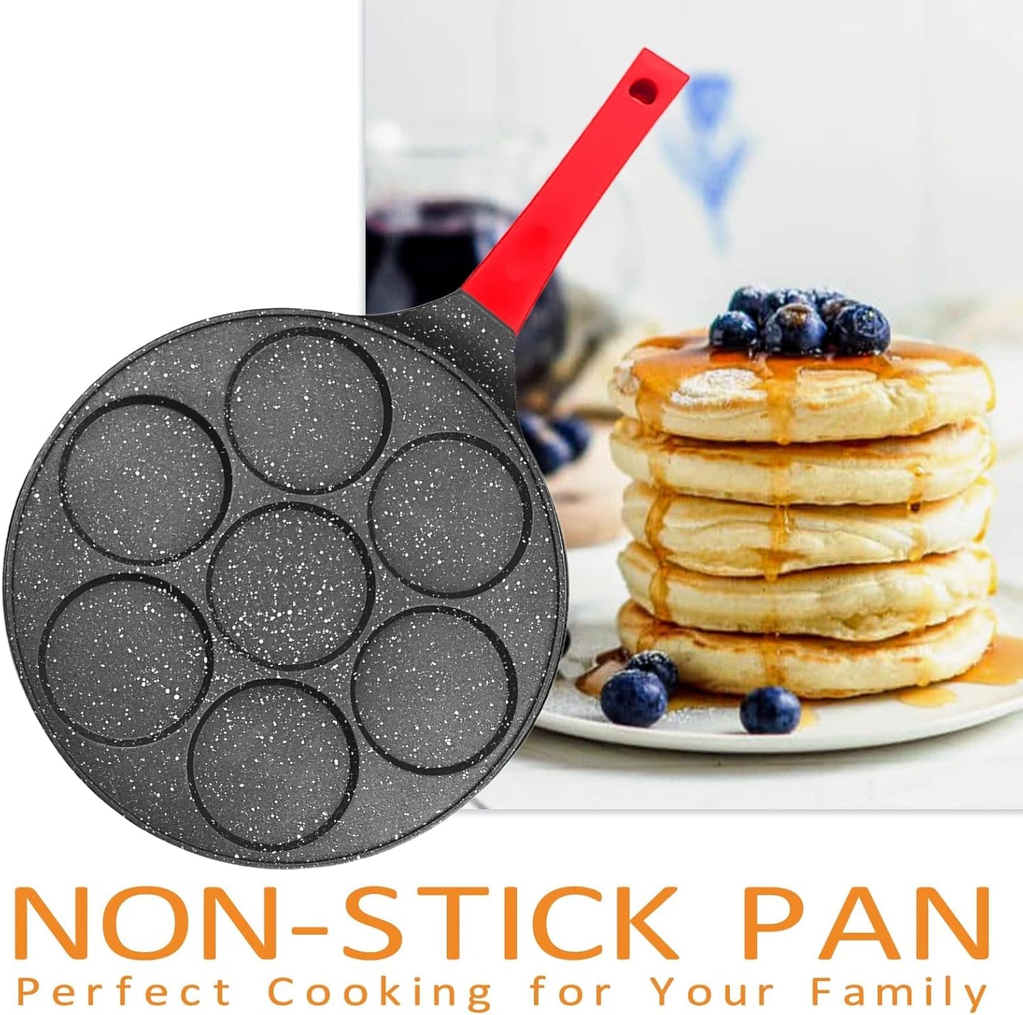 Egg Frying Pan, Pancake Maker, Egg Cooker Pan, Omelet Mini Pancake Pan, Nonstick 7 Egg Skillet Silver Dollar Pancake Pan Egg Maker