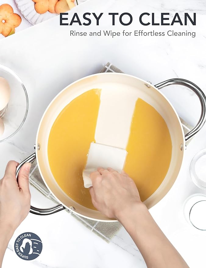 MICHELANGELO 6 QT Ceramic Stock Pot with Lid, Nonstick Stockpot with Glass Lid, Induction Cooking Pot for Soups, Stews, Oven Safe - 6QT, Purple