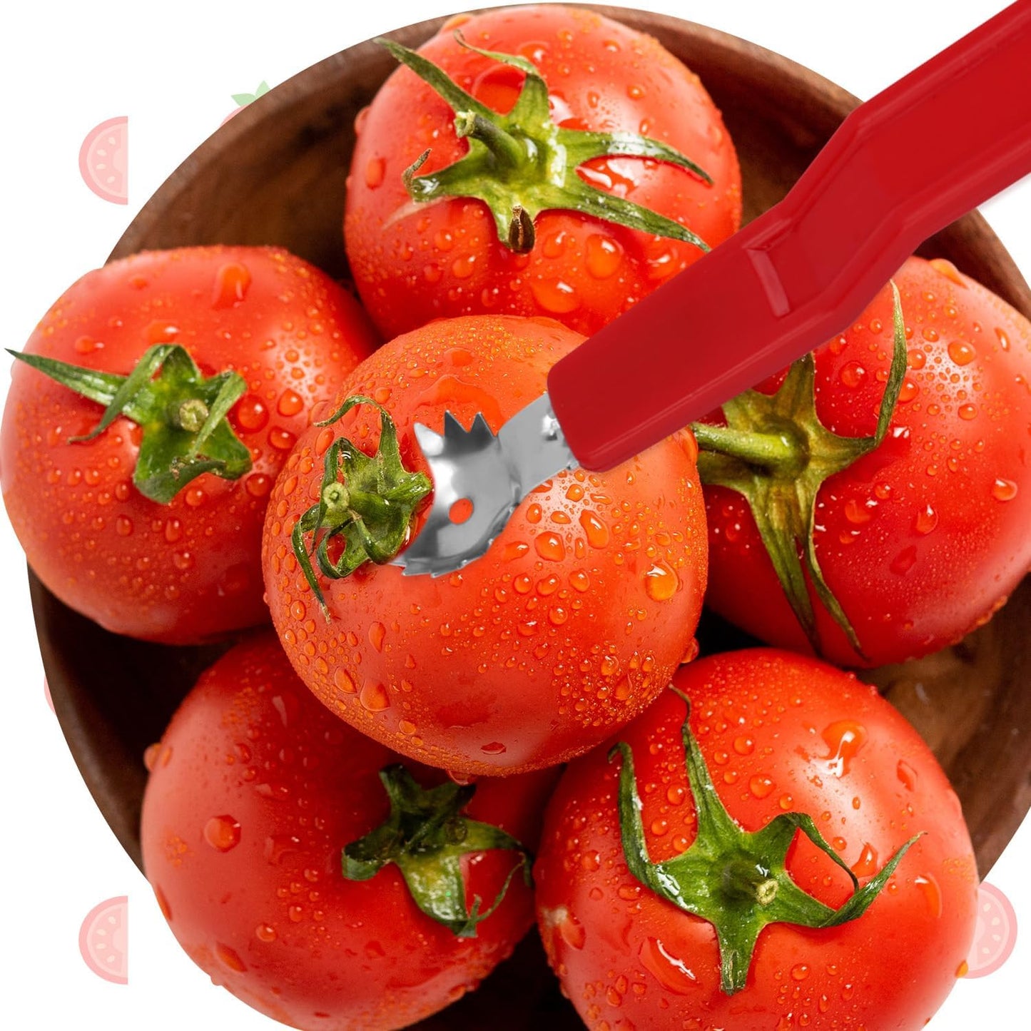 12pcs Stainless Steel Strawberry Hullers, Tomato Corer & Fruit Stem Remover Kitchen Tools for Effortless Fruit & Vegetable Prep (Red)