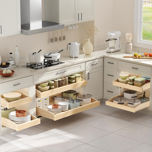 ROOMTEC Pull Out Cabinet Organizer with Soft Close, 22-1/2" W x 21" D, Pull Out Cabinet Drawer for Kitchen cabinets, Pull Out Cabinet Shelf, Finished, Bottom Assembly