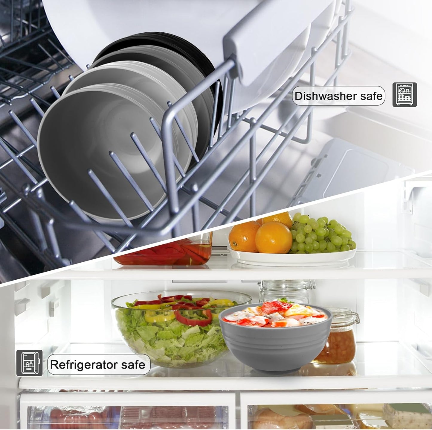 12 Pcs Unbreakable Cereal Bowls Set, 26 Oz Wheat Straw Bowls Set, Microwave & Dishwasher Safe Bowls for Kitchen, Reusable Plastic Bowls for Soup, Salad and Snack, BPA Free, Multicolor