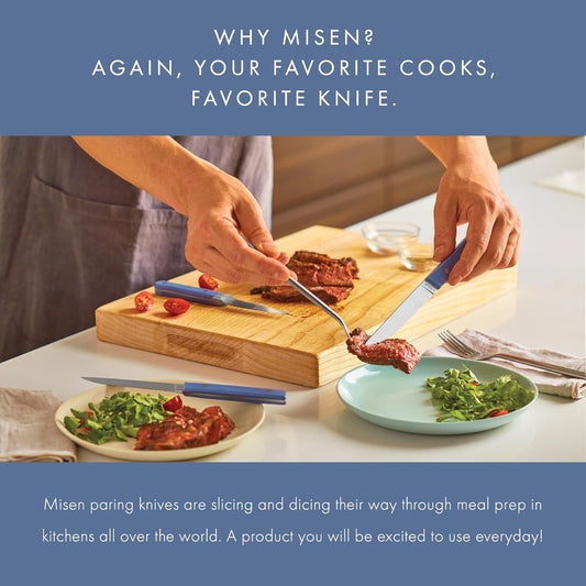 Misen Paring Knife – Precision Kitchen Knife with High-Carbon Stainless Steel Blade – Ergonomic Handle for Peeling, Trimming, and Slicing – Lightweight, Versatile Tool for All Culinary Tasks - Blue