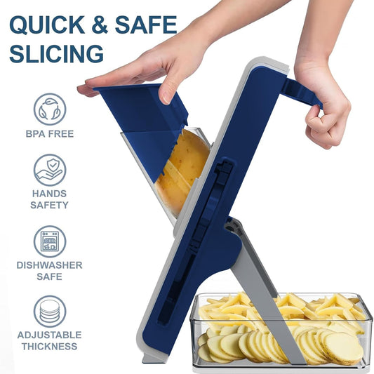 Mandoline Slicer for Kitchen, Mandoline Slicer Safe Multifunctional Dicer Adjustable Commercial Slicer Machine Stainless Steel Chopper