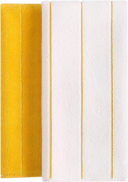 Microfiber Kitchen Towels - Super Absorbent, Soft and Solid Color Dish Towels, 8 Pack (Stripe Designed Yellow and White Colors), 26 x 18 Inch (Yellow)