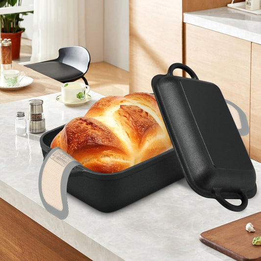 6.35 Qt Oval Cast Iron Dutch Oven for Bread Baking, Bread Baking Pan with Lid includes Bread Baking Supplies, Multi-Functional Sourdough Baking Kit for Frying and Braising