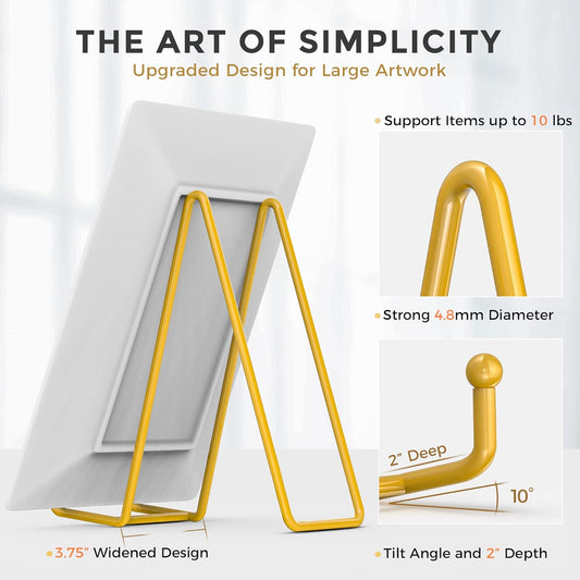 TR-LIFE 8 Inch Large Plate Stands for Display - Metal Plate Holder Display Stand + Frame Holder Stand for Picture, Decorative Plate, Platter, Plaques, Book, Photo Easel Tabletop (Gold 2 Pack)
