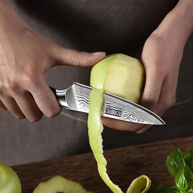 HOSHANHO Paring Knife 3.75 Inch, High Carbon Powder Steel Forged Small Kitchen Knives, Razor Sharp Japanese Fruit Knife with Ergonomic Pakkawood Handle
