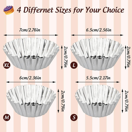 ISKYBOB 20 Pack Egg Tart Pans, 2.6 x 0.8in Small Metal Cupcake Pans Pie Cookie Muffin Tins Reusable Baking Mold Cups