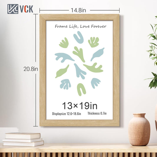 VCK 13x19 Oak Wood Frame for Poster & Picture, Natural Solid Wood Photo Frames 5 Pack, Wall Gallery Frame