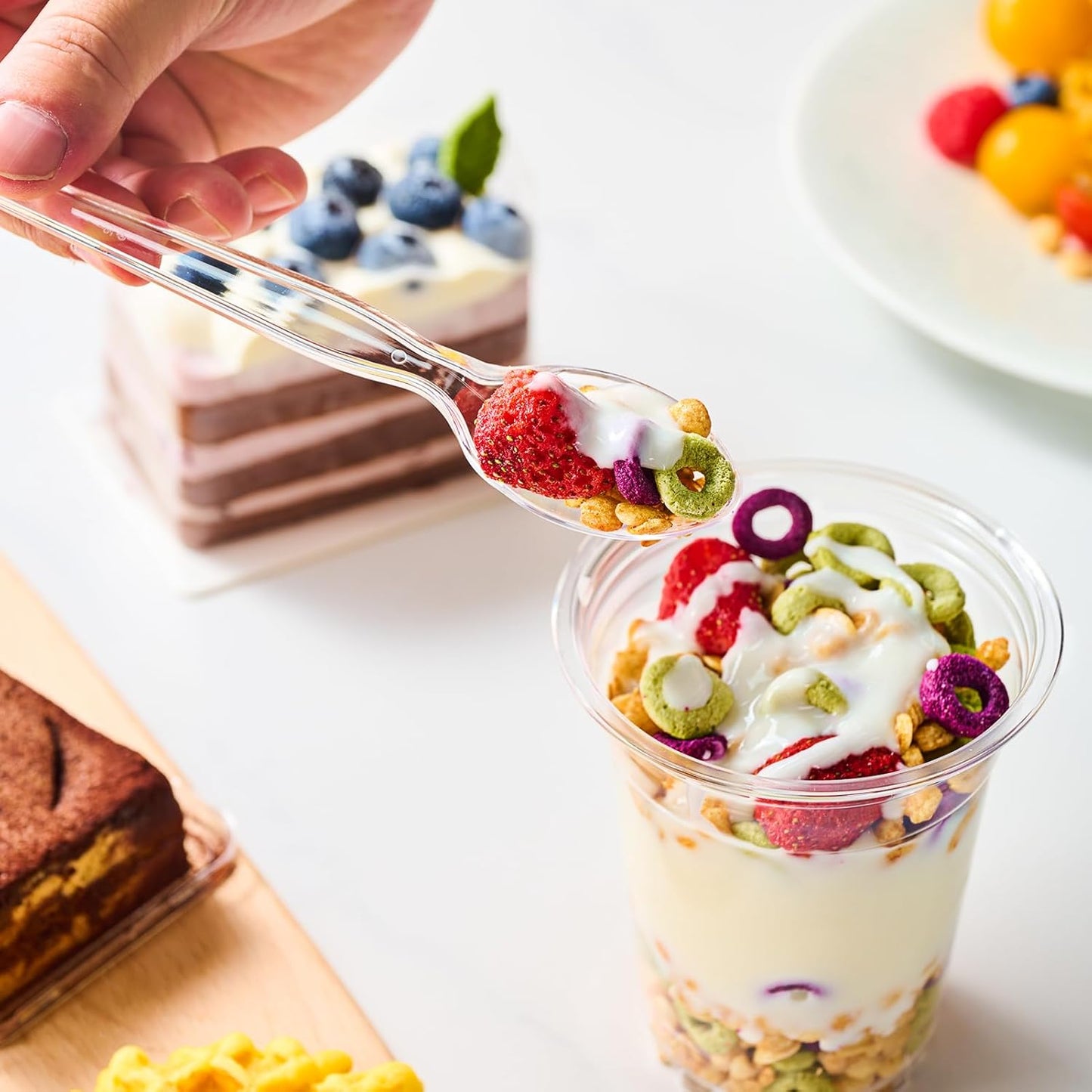 FOCUSLINE 360 Count 6.2 Inch Clear Plastic Spoons Heavy Duty, Solid and Durable Premium Disposable Spoons Bulk, Suitable for Catering, Parties, Events and Everyday Use