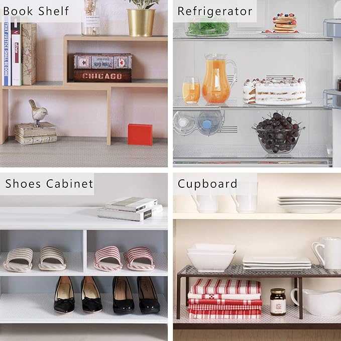 HooTown Shelf Liner Kitchen Cabinet Drawer Mats 23.6 Inch Wide x 393.7 Inch Long, Non Slip EVA Plastic Water Resistant Pad for Bathroom Drawers,Shoe Shelves, Under Sink, Clear