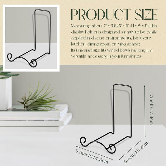 Baderke Wrought Iron Bowl Deep Platter Stand Detachable Metal Scroll Display Rack Easel Metal Bowl Display Stand Decorative Holder Dish Picture Easel(Black,1 Pcs)