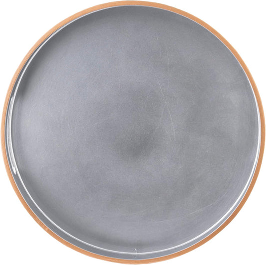 PEMAR 12.6" Round Lacquer Serving Tray with Insert Handle Decorative Basket Tray for Breakfast, Dinner, Coffee Table Decor (Silver)