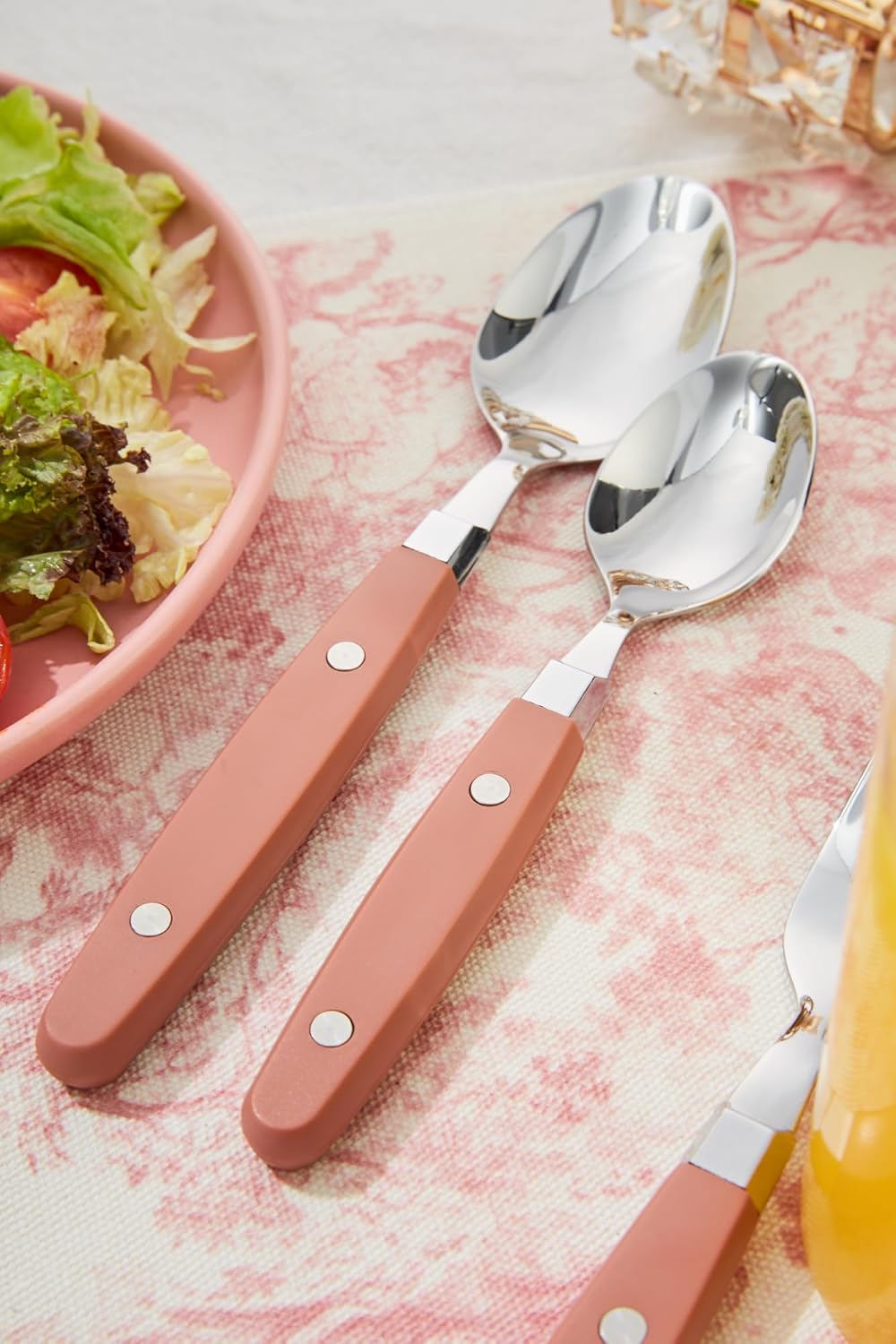 ANNOVA Silverware Set, Retro/Rivet Colorful Stainless Steel Tableware Kitchen Flatware Set Utensils, Includes Dinner Knives, Forks, Spoons, Salad Forks & Dessert Spoons (Brown, 20 Pieces)