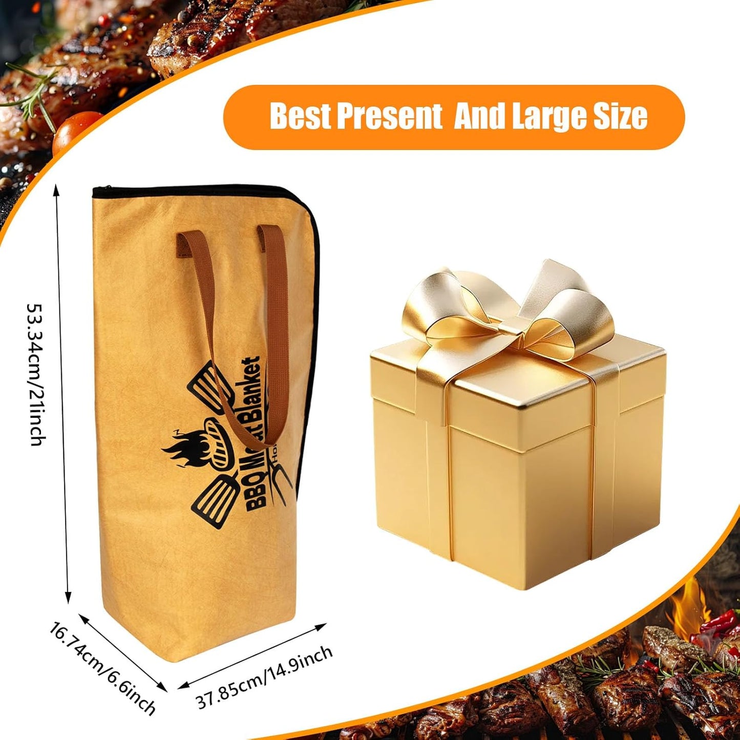 BBQ Blanket for Resting Meat,BBQ Meat Blanket for Turkey/Steak/Brisket/Pork Shoulder,21in Wide Mouth Design Reusable Insulated Grilling Accessories for Traeger Weber Or Pellet Grill Enthusiasts