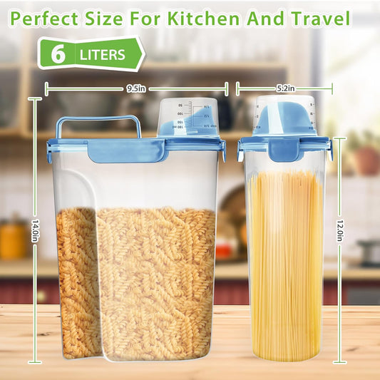 Rice Storage Container, 5 to 10lb Dry Food Airtight Dispenser, Pet Dog Cat Food Canister, BPA Free Clear Plastic Kitchen and Pantry Organization Bin for Oatmeal, Grain, Cereal, Pasta, Flour