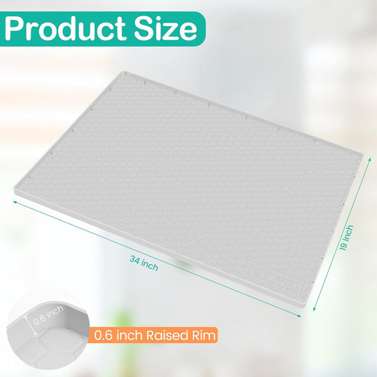 Waterproof Under Sink Mat 34" x 19", Silicone Cabinet Liner, Rubber Protector for Kitchen and Bathroom, Keeps Cabinets Clean, Dry, and Organized (Light Grey)