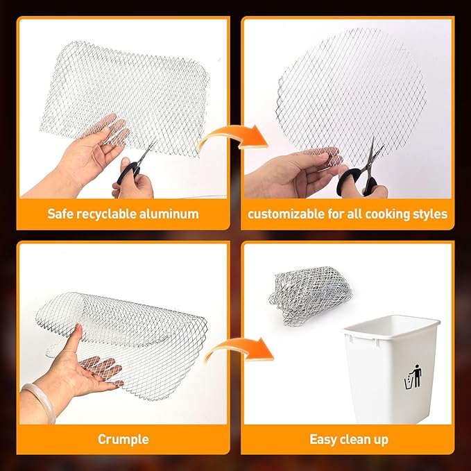 10 Pcs Disposable Grill Topper,16x12 Inch Grill Mesh Mat Disposable Pans,Non-Stick BBQ Aluminum Mats for Outdoor Grills, Easy to Clean