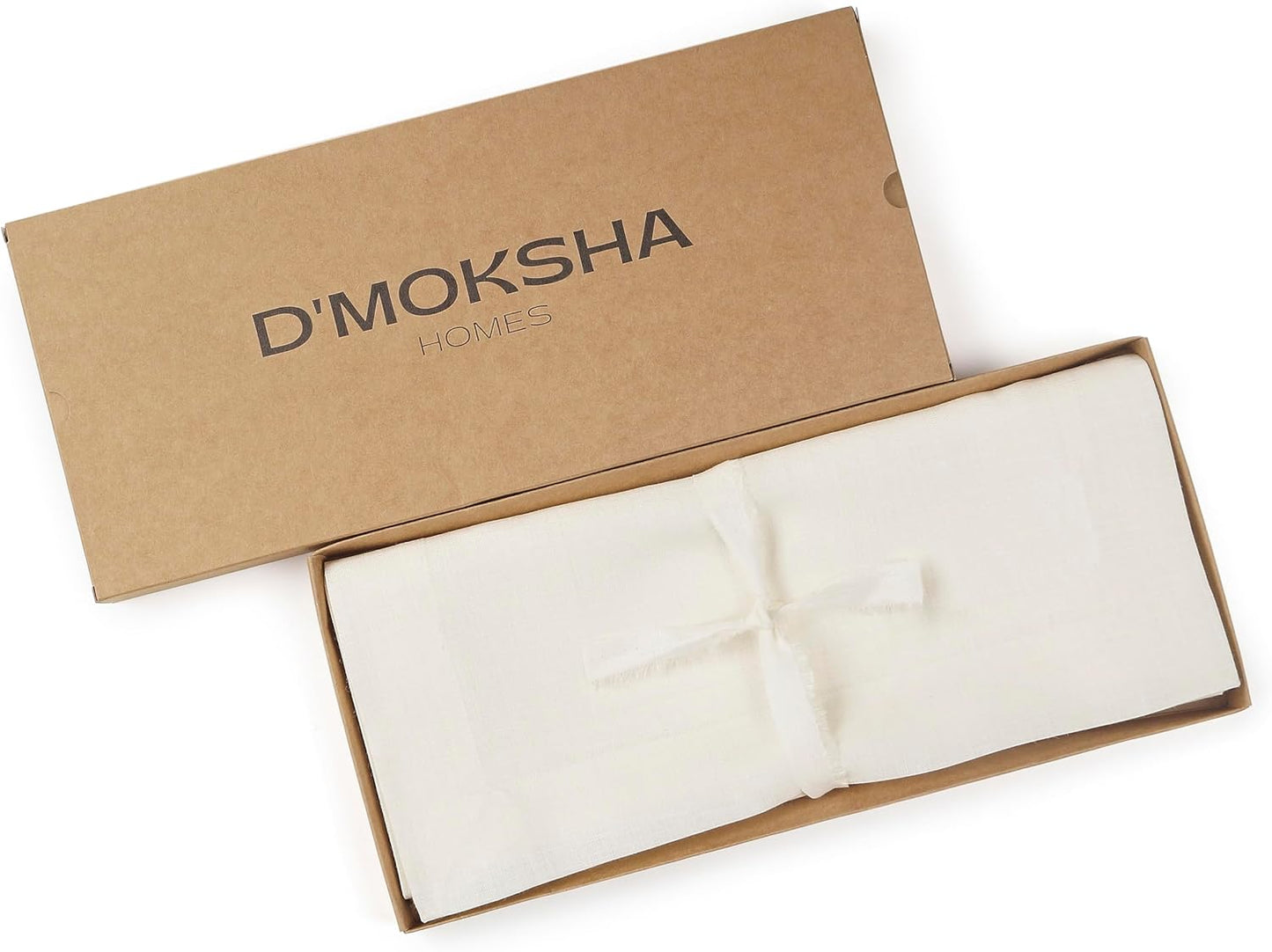 D'Moksha Homes Linen Ivory Table Runner 48 Inches - 100% Pure Linen Small Table Runner 14 x 48 Inch for Coffee Tables, Dresser, Fall, Autumn and Halloween - Machine Washable