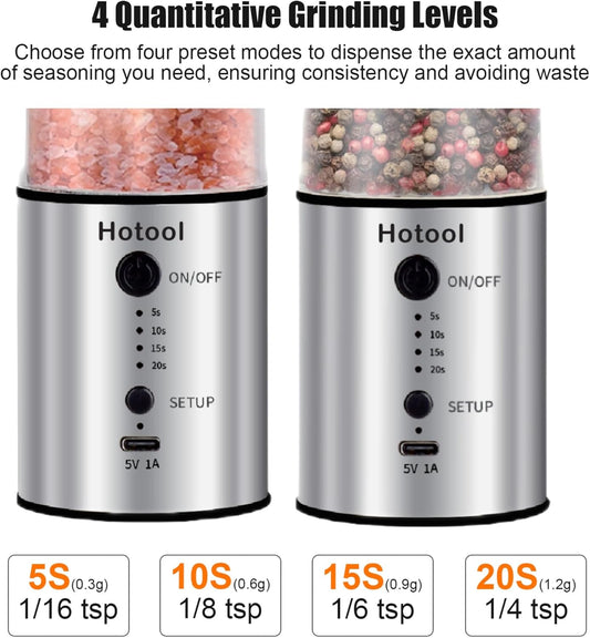 Larger Capacity Electric Salt and Pepper Grinder Set, Rechargeable Salt and Pepper Shakers Set, Kitchen Gadgets Salt and Pepper Mill