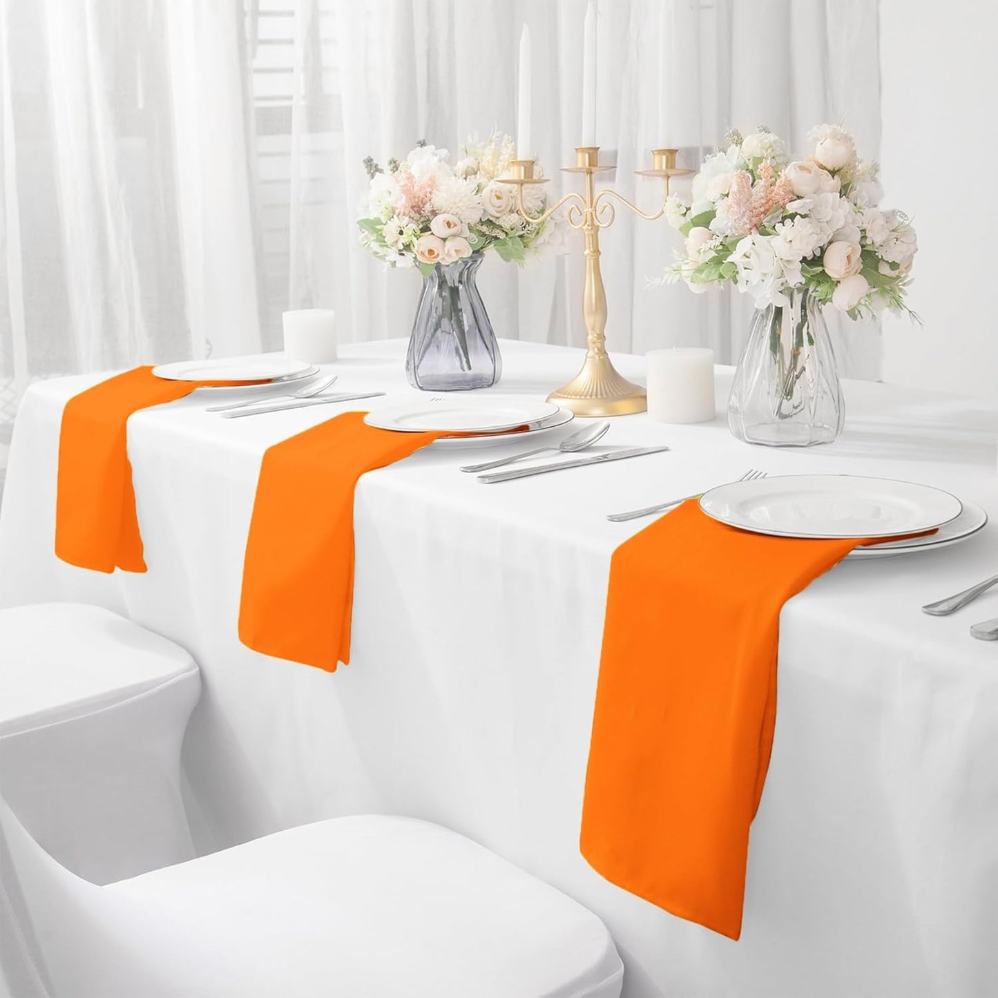 Bailarina Cloth Napkins Set of 40,17x17 inches Dinner Napkins Cloth Washable,Polyester Square Table Cloth Napkin Bulk with Hemmed Edges Ideal for Banquets, Parties and Weddings-Orange