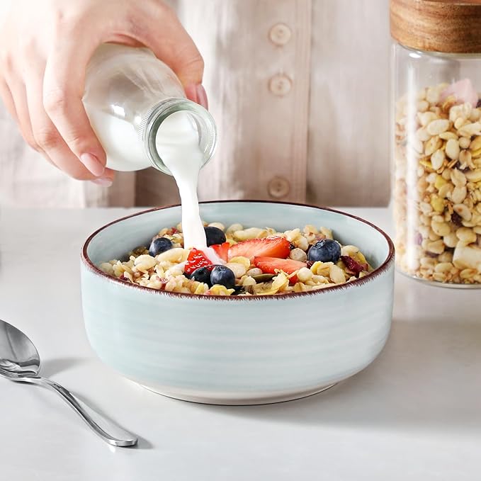 vancasso Bonita Blue Dinnerware Sets, Plates and Bowls Set for 4, 12 Pieces Stoneware Dinnerware Set, Dishwasher and Microwave Safe