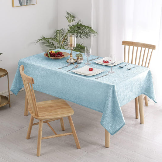Hiasan 2 Pack Faux Linen Rectangle Tablecloth - Wrinkle and Stain Resistant Washable Table Cloth for Kitchen Dining Room Holiday Table Cover for Party Dinner, Lux Slate Blue, 90 x 132 Inch