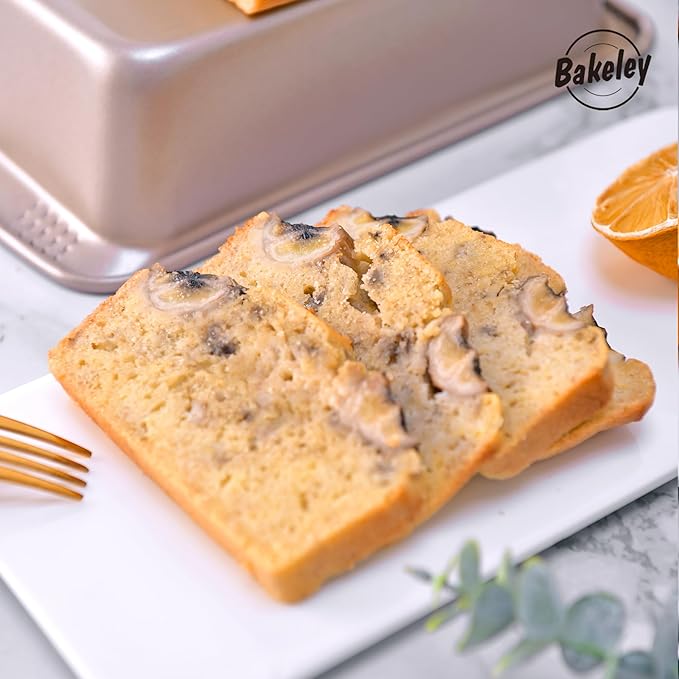 2Pcs - 8x4 Loaf Pan, Rectangle Baking Bread Loaf Pan Set, Non-Stick Carbon Steel, Mini Meatloaf Pan for Oven Baking, Cakes, Sourdough, Brownies, and Lasagna (8.6" x 4.8" x 2.8",Champagne Gold)