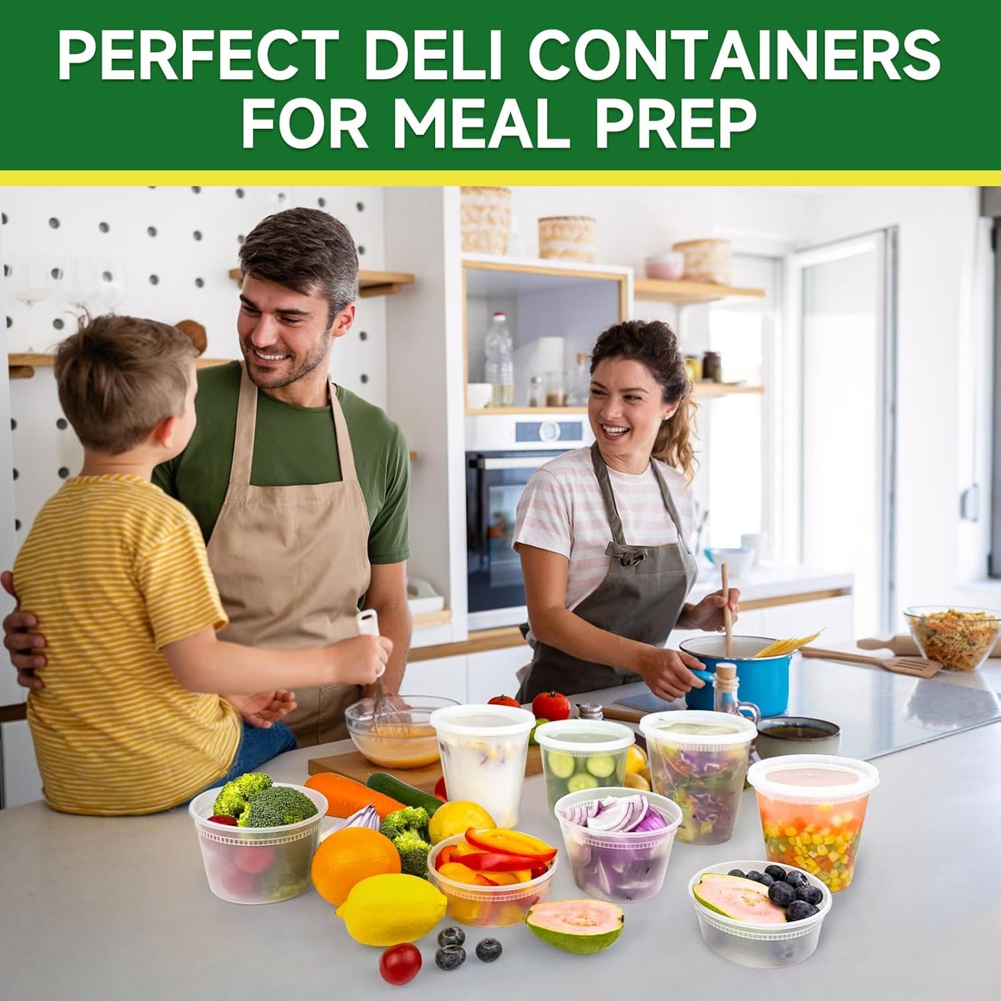 50 Set 8 oz Deli Containers with Lids, Leak-Proof BPA Free Plastic Take Out Bowls, Food Storage Containers for Takeout Meal Prep Storage, Freezer, Microwave & Dishwasher Safe