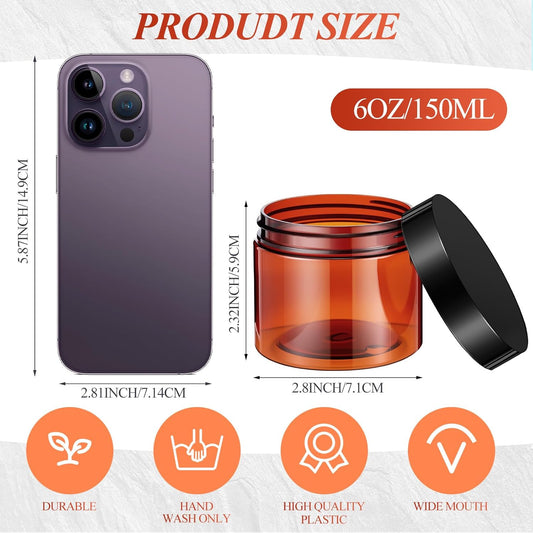 SATINIOR 36 Pieces 4 oz Plastic Jars with Lids Wide Mouth Airtight Reusable Container Acrylic Cosmetic Small Jars for Lotions Ointments Travel Toiletries Creams Make up Storage(Amber)