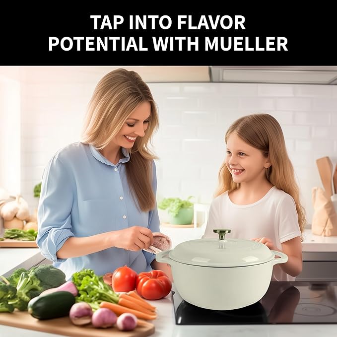 Premium Enameled Cast Iron Dutch Oven for Bread Baking | Non-Stick 2QT Oval Bread Oven with Lid | Perfect for Sourdough, Loaf, and Artisan Baking (Round Cream, 5.5 QT)