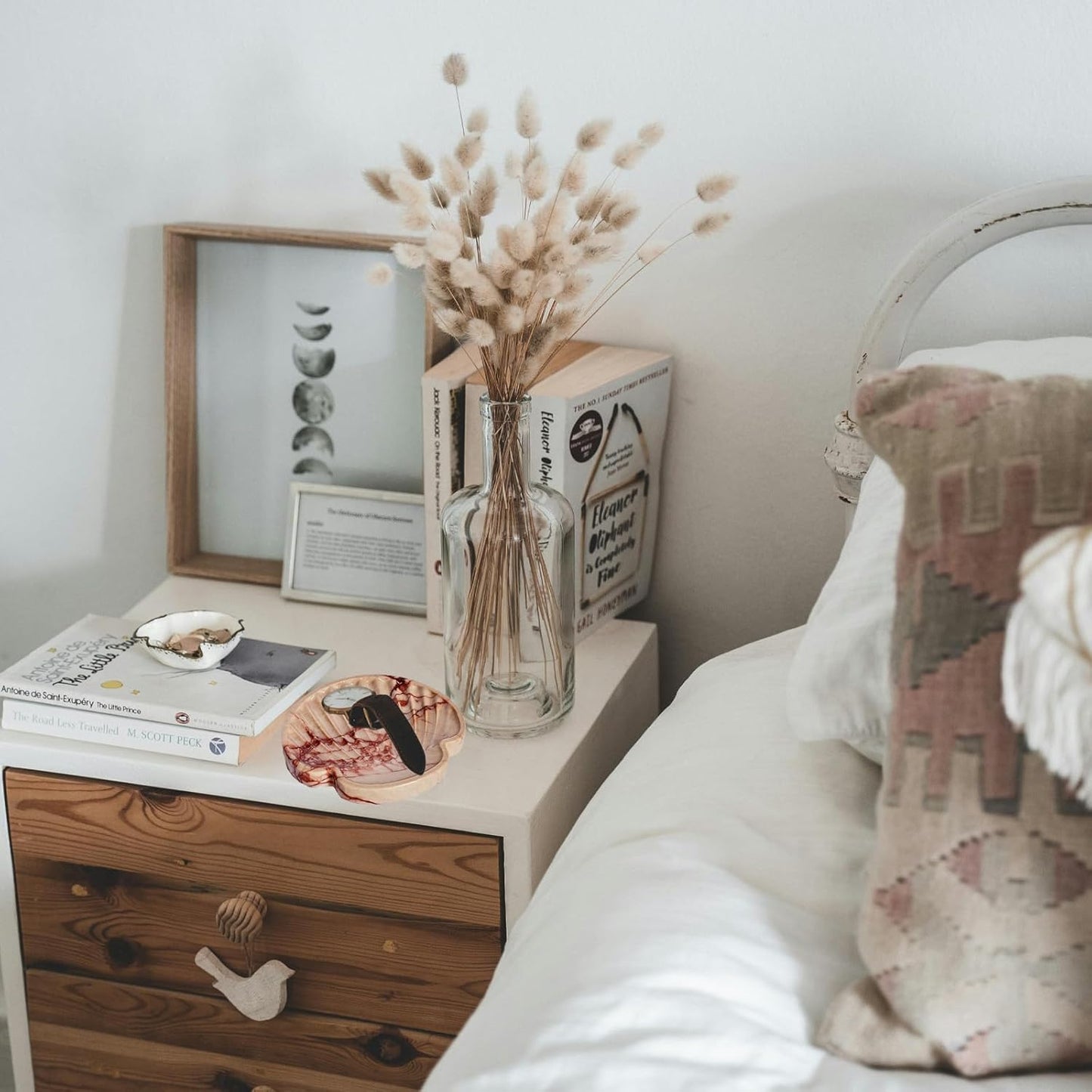Real Natural Marble Jewelry Tray, 5.9 Inch Pink Vanity Tray, Trinket Dish, Ring Holder, Storage Tray, Dresser Organizer, Table Decor for Nightstand, Bathroom, Kitchen