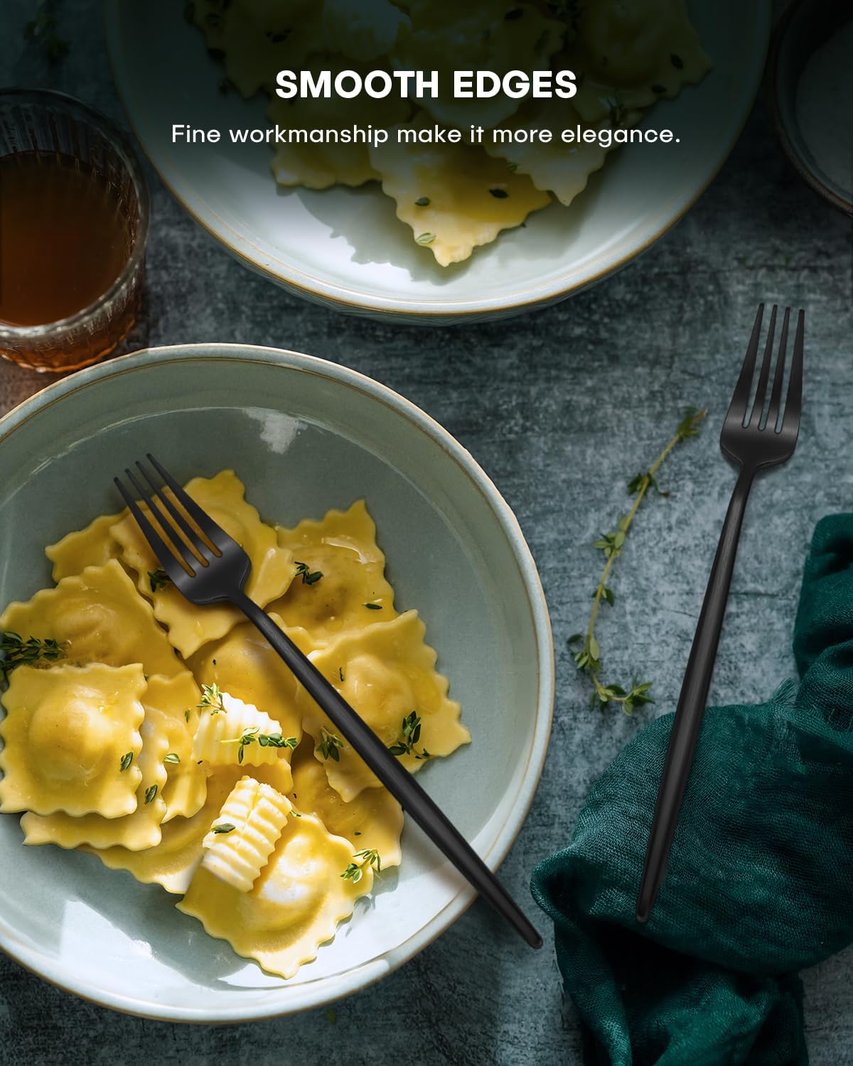 EUIRIO 40-Piece Matte Grey Black Silverware Set, Modern Flatware Set for 8, Premium Stainless Steel Cutlery Set with Forks Spoons and Knives, Heavy Duty Kitchen Utensil Sets, Dishwasher Safe