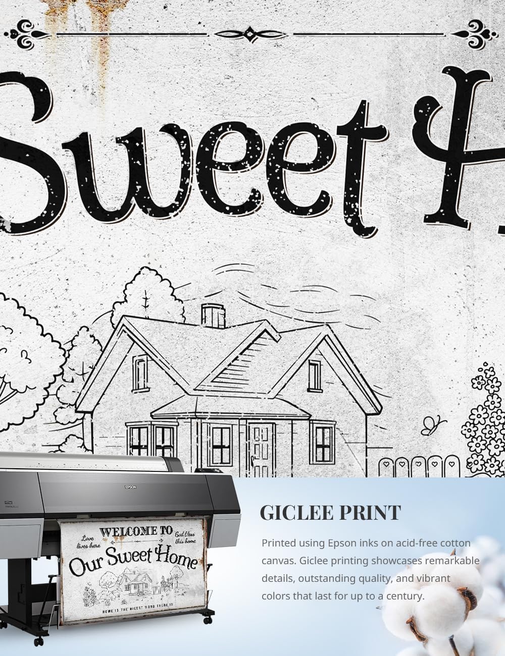 IPIC - Our Sweet Home Vintage Family Sign, Large Farmhouse Style Canvas Wall Art for Home or RV, Rustic Wall Decor for Bedroom, Living Room, Made in USA