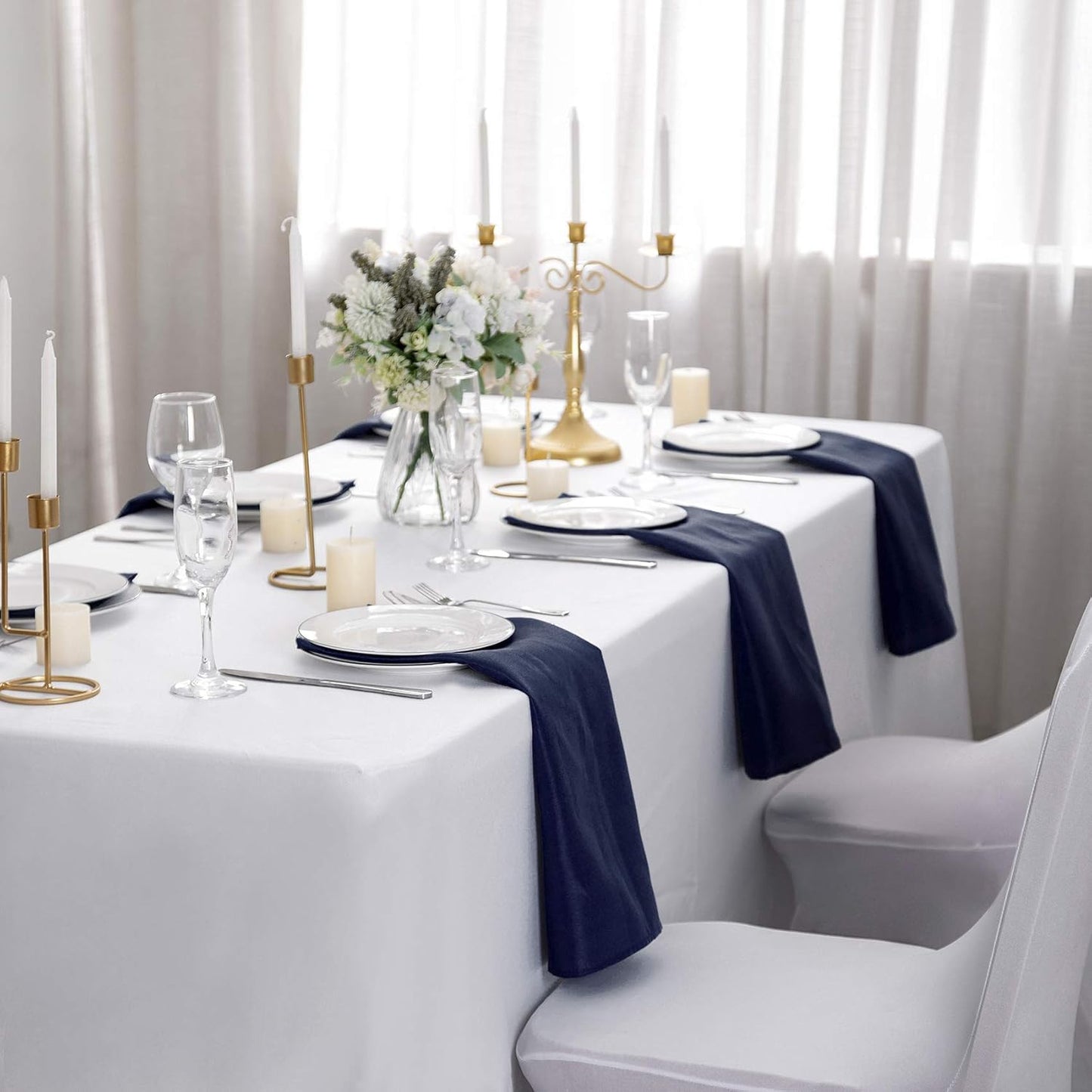 Bailarina Cloth Napkins Set of 40,17x17 inches Dinner Napkins Cloth Washable,Polyester Square Table Cloth Napkin Bulk with Hemmed Edges Ideal for Banquets, Parties and Weddings-Navy Blue