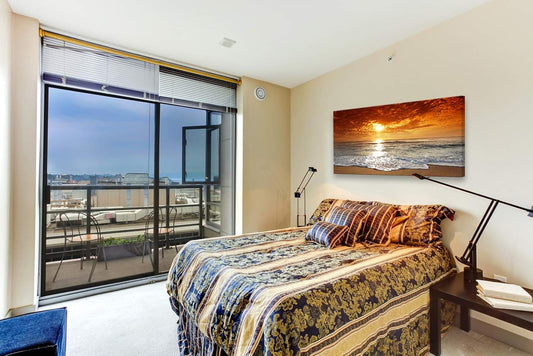 Muolunna S04662 Canvas Prints Wall Art Sunset Ocean Beach Pictures Photo Paintings for Living Room Bedroom Home Decorations Stretched and Framed Ready to Hang Seascape Waves Artwork 24x48inch