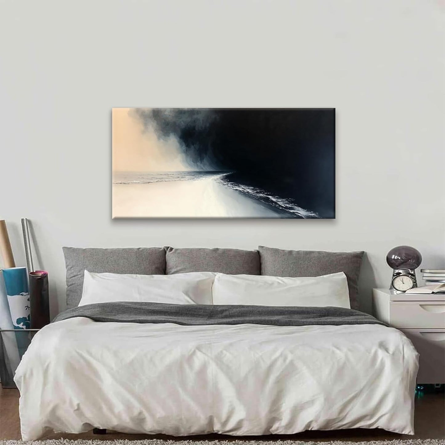 Tsomzxng Abstract Wall Art For Living Room Black And White Wall Art Print Modern Canvas Art Wall Decor Painting Print Abstract Art Pictures For Bedroom Apartment Office Ready To Hang 24" X 48"